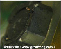 使用銀(Ag)鍍層的電源電感器(Power Inductors)，經過推力測試后，零件端點上已經看不到任何鍍層的痕跡了，所以其耐推力就比較小。