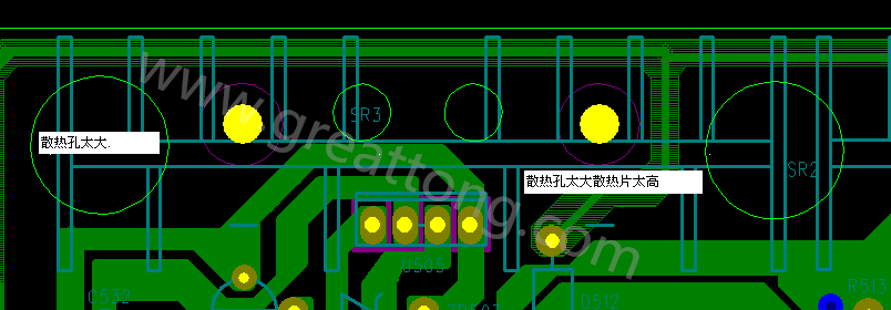 PCB設(shè)計(jì)中，散熱孔散熱片設(shè)計(jì)不當(dāng)，造成很多電源板斷裂