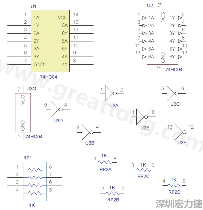 圖1 半導體元件供應商所畫的電路圖符號是模擬元件的接腳圖，而非訊號流程。