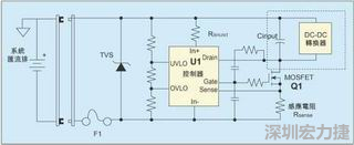 圖1：一個簡單的-48V熱插拔電路。