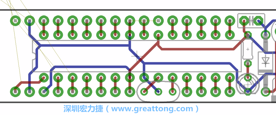 如果可以的話盡量讓接地線保持在電路板的背面，這樣它們就可以在可能范圍內(nèi)和最大的接地面連結(jié)在一起。