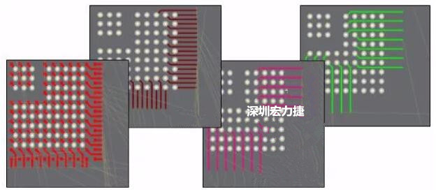 扇出及逃逸時布線是根據(jù)適用的設(shè)計(jì)規(guī)則來進(jìn)行的。